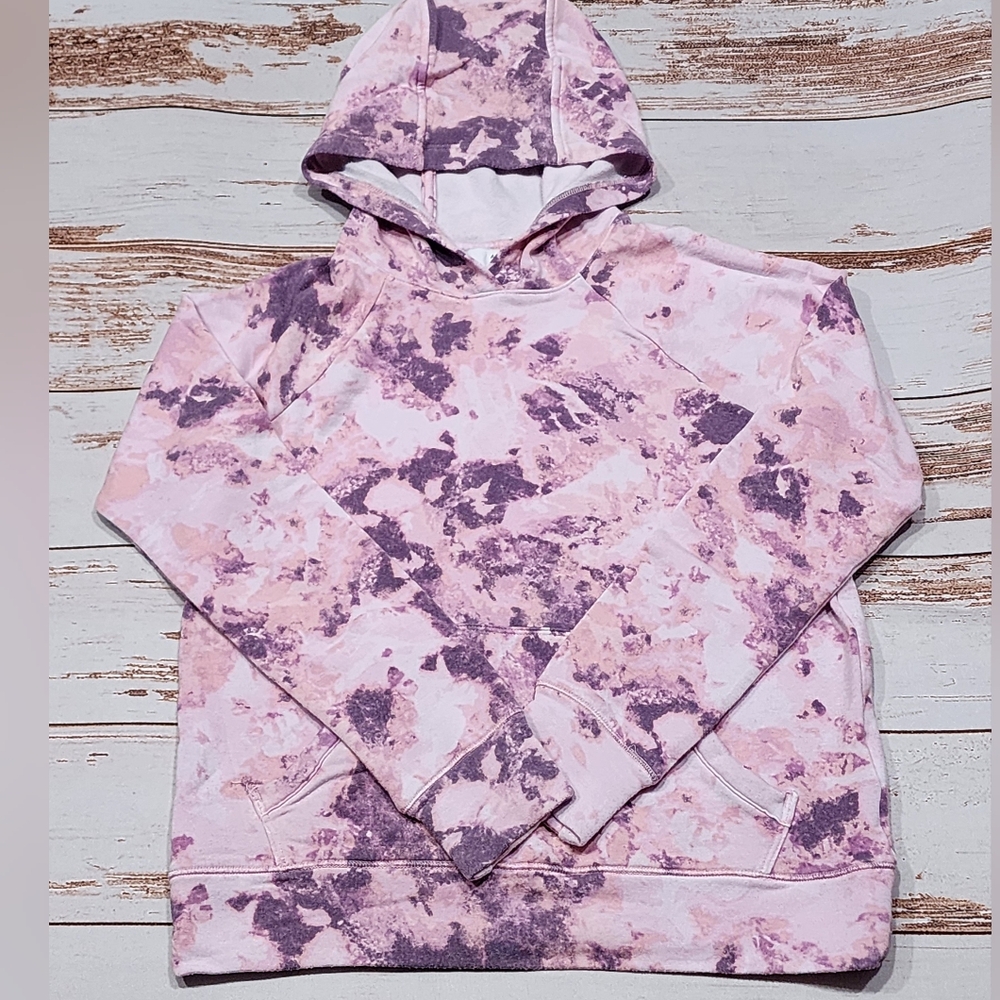 🌺3/$20 Athleta Hoodie PinkbTie Dye Thumbholes Soft Stretch M 8-10 - Picture 2 of 9
